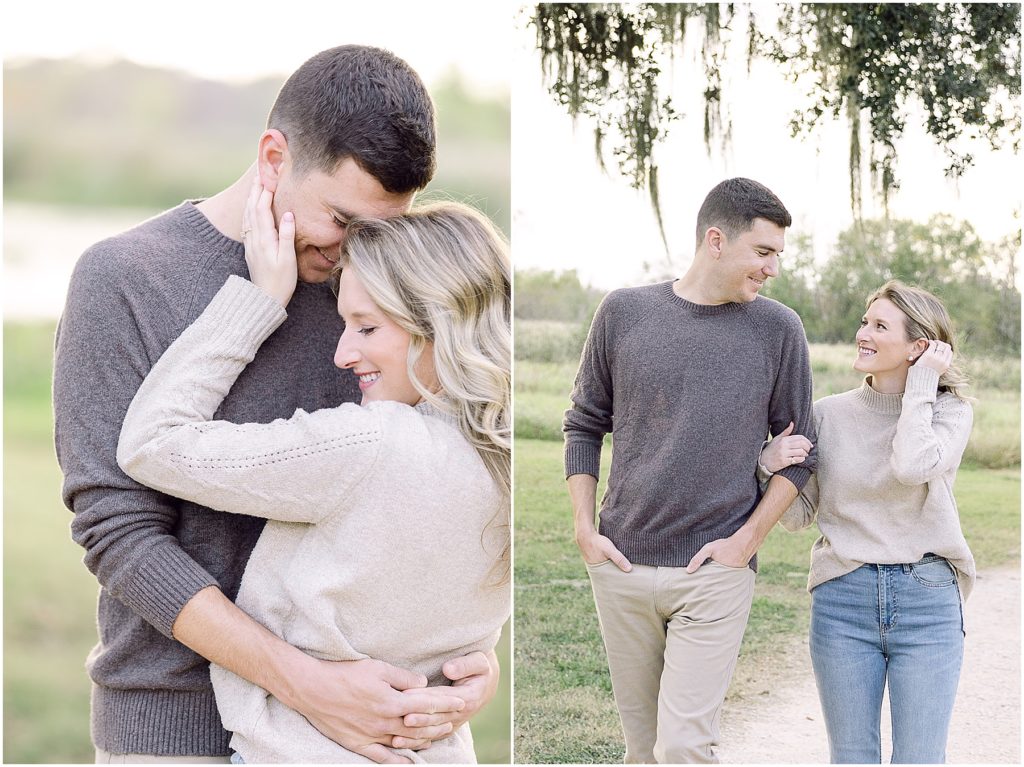 Fall sweaters | Engagement session in Buffalo Bayou park in Houston, Texas by photographers Willow and Kameron Vogt 